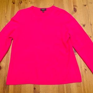 Hot Pink Crew Neck Cashmere Sweater